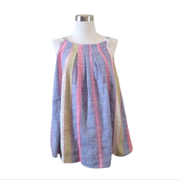 Anthropologie Tops - Anthropologie Krisha sleeveless striped multicolor top women's size Large petite